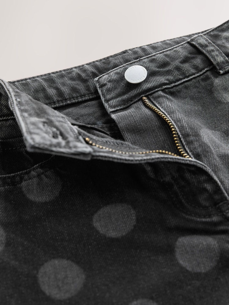 Charcoal Grey Polka Dot Wide Leg Jeans (3-16yrs) - Image 4 of 4 Charcoal Grey Polka Dot Wide Leg Jeans (3-16yrs) - Image 4 of 4