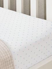 The White Company Blue 100% Cotton Cloud Star Double Fitted Sheet - Image 1 of 2