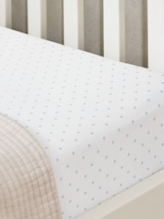 The White Company Blue 100% Cotton Cloud Star Double Fitted Sheet - Image 2 of 2