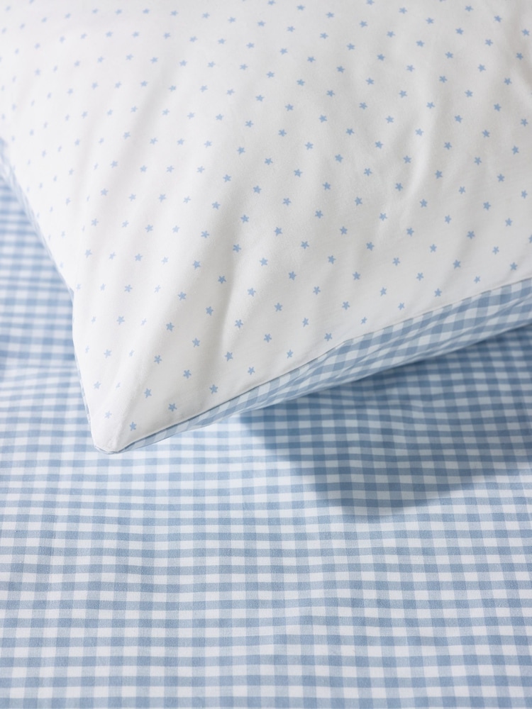 The White Company Blue 100% Cotton Dusty Star Gingham Double Fitted Sheet - Image 2 of 5
