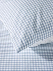 The White Company Blue 100% Cotton Dusty Star Gingham Double Fitted Sheet - Image 4 of 5