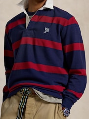 Polo Ralph Lauren Red Long Sleeve Stripe Rugby Shirt - Image 6 of 6