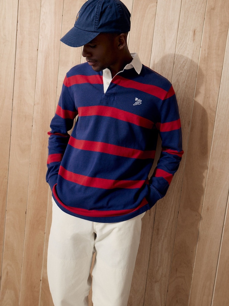 Polo Ralph Lauren Red Long Sleeve Stripe Rugby Shirt - Image 6 of 6