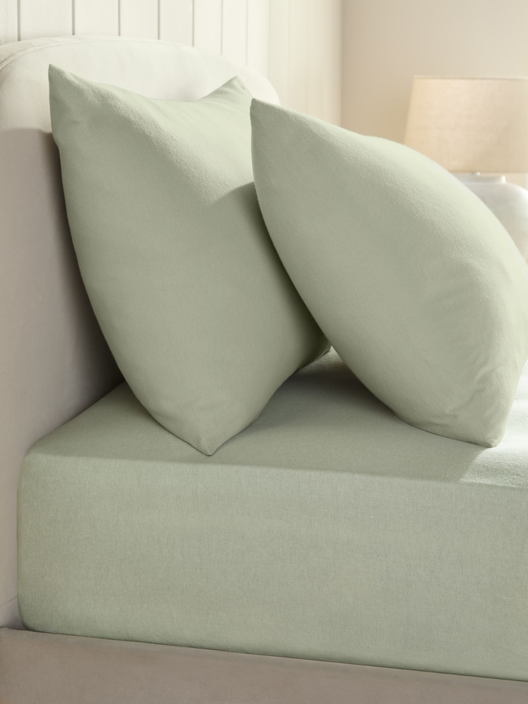 Sage Green Teddy Fleece Extra Deep Fitted Deep Fitted Sheet - Image 1 of 2