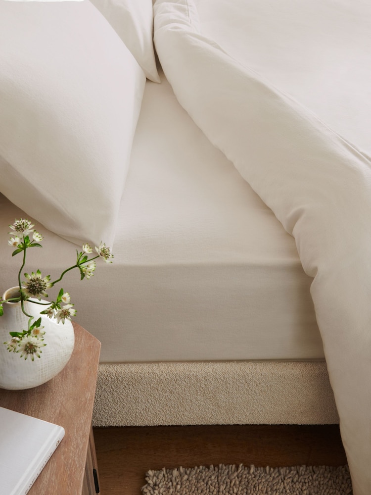 Ivory Brushed Supersoft 100% Cotton Deep Fitted Sheet - Image 1 of 3 Ivory Brushed Supersoft 100% Cotton Deep Fitted Sheet - Image 1 of 3