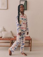 Pink/Green Bow Print Button Through Pyjamas - Image 1 of 8