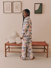 Pink/Green Bow Print Button Through Pyjamas - Image 2 of 8