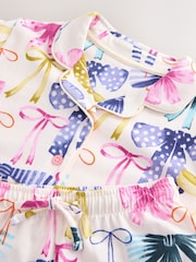 Pink/Green Bow Print Button Through Pyjamas - Image 7 of 8