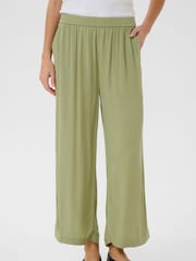 Kaffe Green Dacia High-Waisted Wide Leg Trousers - Image 1 of 5