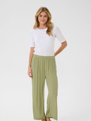 Kaffe Green Dacia High-Waisted Wide Leg Trousers - Image 2 of 5