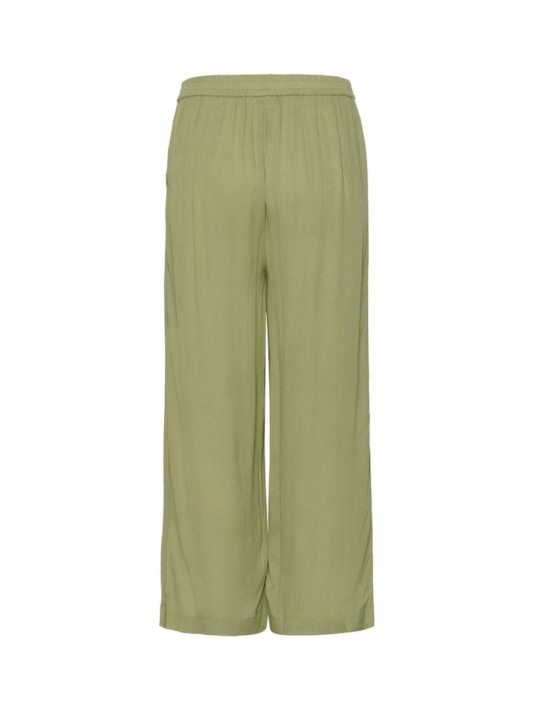 Kaffe Green Dacia High-Waisted Wide Leg Trousers - Image 5 of 5