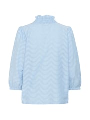Kaffe Blue KAvictoria V-Neck 3/4 Sleeve 100% Cotton Blouse - Image 5 of 5