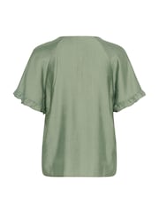 Kaffe Green KAmariana Short Sleeve Frill Blouse - Image 5 of 5