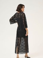 Kaffe KAjaiden 3/4 Sleeve Lace Maxi Black Dress - Image 2 of 5