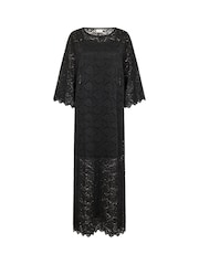 Kaffe KAjaiden 3/4 Sleeve Lace Maxi Black Dress - Image 4 of 5