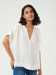 Kaffe KAmilia Wing Short Sleeve White Blouse - Image 1 of 6