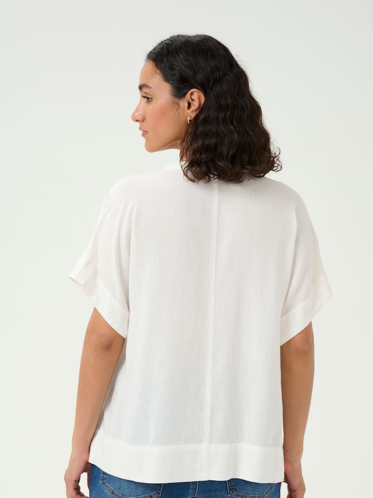 Kaffe KAmilia Wing Short Sleeve White Blouse - Image 2 of 6 Kaffe KAmilia Wing Short Sleeve White Blouse - Image 2 of 6