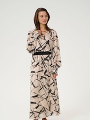 Kaffe Natural KAarchy Abstract Print V-Neck Blouse - Image 3 of 4