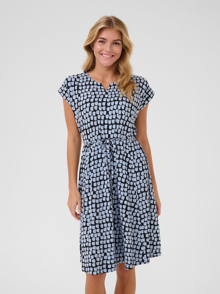 Kaffe Blue KAbella Jersey Short Sleeve Dress - Image 1 of 5