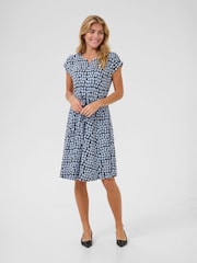 Kaffe Blue KAbella Jersey Short Sleeve Dress - Image 2 of 5