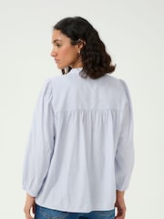 Kaffe Blue KAmilena V-Neck 3/4 Sleeve Blouse - Image 2 of 6