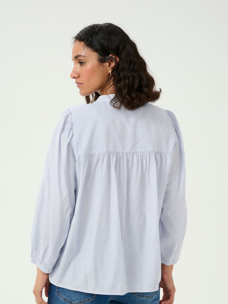 Kaffe Blue KAmilena V-Neck 3/4 Sleeve Blouse - Image 2 of 6