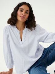 Kaffe Blue KAmilena V-Neck 3/4 Sleeve Blouse - Image 4 of 6