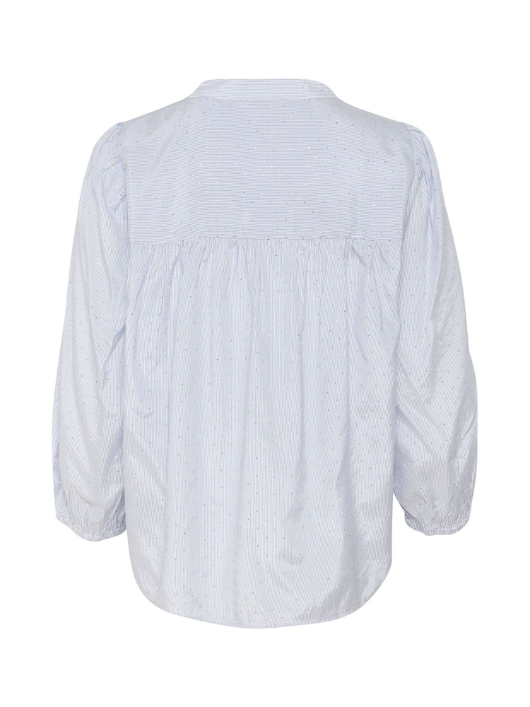 Kaffe Blue KAmilena V-Neck 3/4 Sleeve Blouse - Image 6 of 6