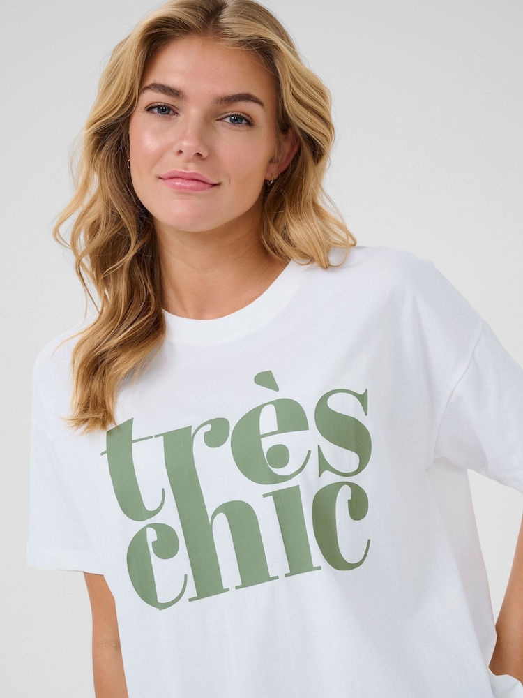 Kaffe KAjenny Statement Crew Neck White T-Shirt - Image 3 of 5