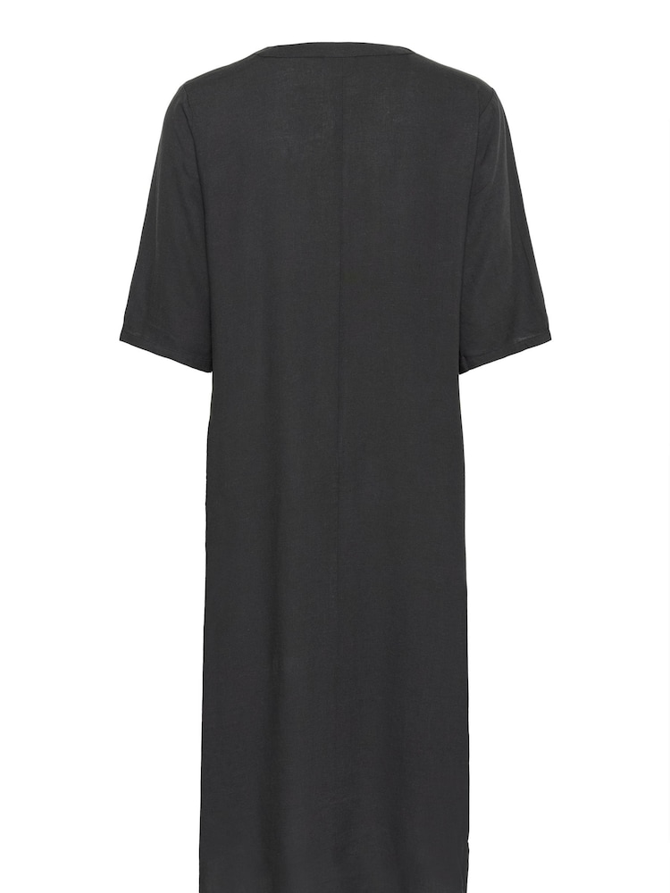 Kaffe KAmilia Black 3/4 Sleeve Kaftan Midi Dress - Image 4 of 4