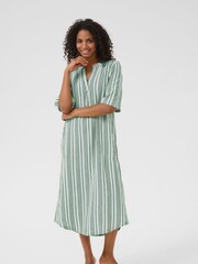 Kaffe Green KAmilia 3/4 Sleeve Kaftan Midi Dress - Image 1 of 5