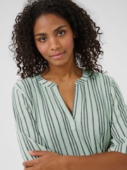 Kaffe Green KAmilia 3/4 Sleeve Kaftan Midi Dress - Image 3 of 5