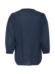 Kaffe Blue KAjollia 3/4 Sleeve V-Neck 100% Cotton Blouse - Image 5 of 5