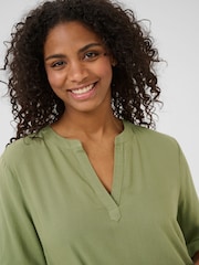 Kaffe Green KAmilia 3/4 Sleeve Kaftan Midi Dress - Image 2 of 4