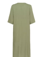 Kaffe Green KAmilia 3/4 Sleeve Kaftan Midi Dress - Image 4 of 4