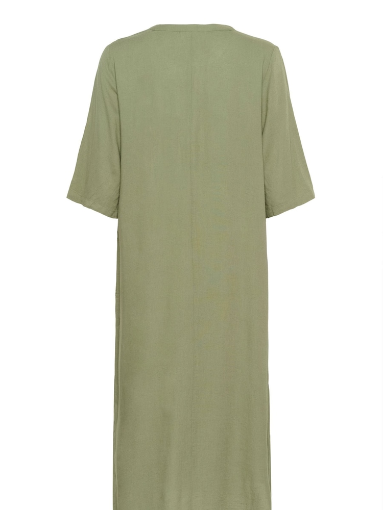Kaffe Green KAmilia 3/4 Sleeve Kaftan Midi Dress - Image 4 of 4 Kaffe Green KAmilia 3/4 Sleeve Kaftan Midi Dress - Image 4 of 4