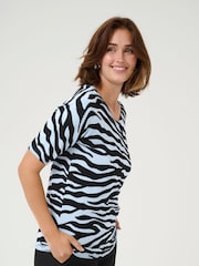 Kaffe Blue KAliz Animal Print Pullover Jumper - Image 1 of 6
