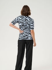 Kaffe Blue KAliz Animal Print Pullover Jumper - Image 2 of 6