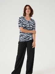 Kaffe Blue KAliz Animal Print Pullover Jumper - Image 3 of 6
