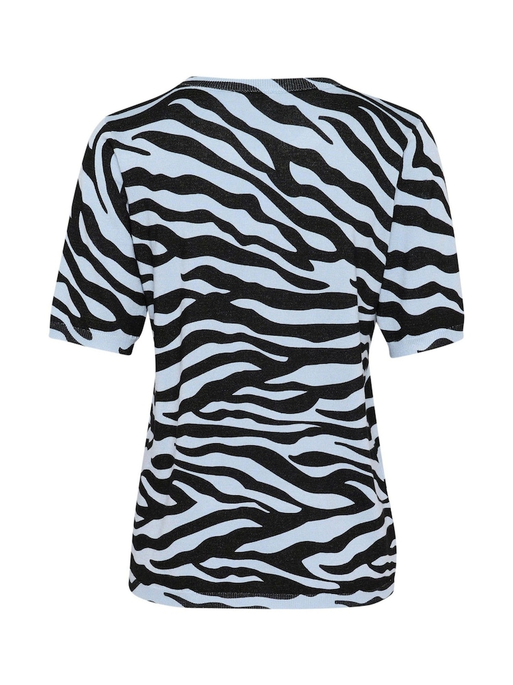 Kaffe Blue KAliz Animal Print Pullover Jumper - Image 6 of 6