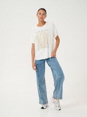 Kaffe KAfin 100% Cotton Relaxed Fit Floral Print White T-Shirt - Image 3 of 6