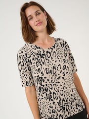 Kaffe Natural KAliz Leopard Print Pullover Jumper - Image 4 of 6