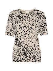 Kaffe Natural KAliz Leopard Print Pullover Jumper - Image 5 of 6