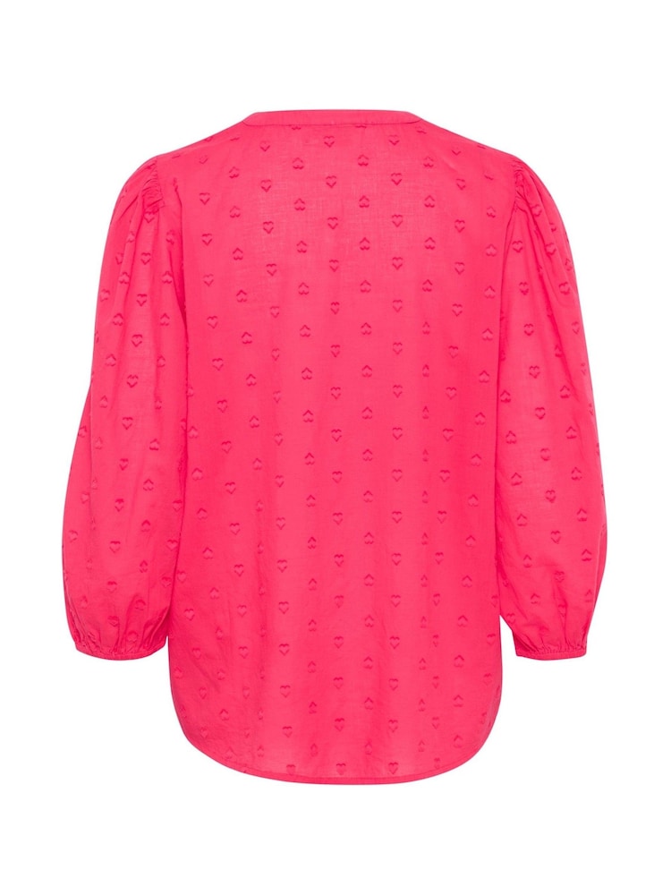 Kaffe Red KAjollia V-Neck 3/4 Sleeve 100% Cotton Blouse - Image 6 of 6