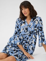 Kaffe Blue KAedita Amber V-Neck 3/4 Sleeve Dress - Image 3 of 5