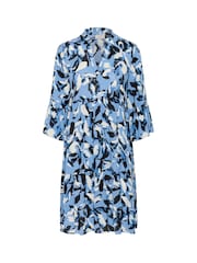 Kaffe Blue KAedita Amber V-Neck 3/4 Sleeve Dress - Image 4 of 5
