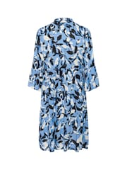 Kaffe Blue KAedita Amber V-Neck 3/4 Sleeve Dress - Image 5 of 5