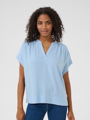 Kaffe Blue KAmilia Wing Short Sleeve Blouse - Image 1 of 5