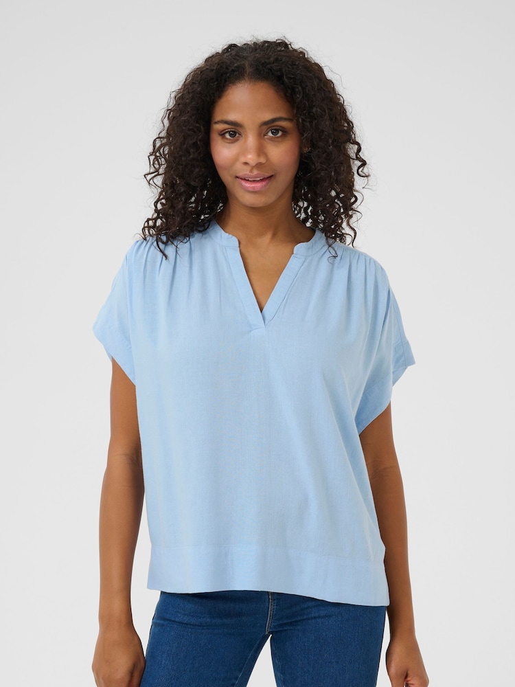 Kaffe Blue KAmilia Wing Short Sleeve Blouse - Image 1 of 5 Kaffe Blue KAmilia Wing Short Sleeve Blouse - Image 1 of 5