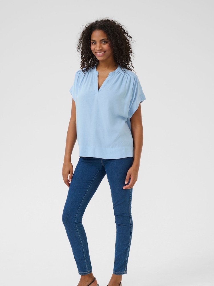 Kaffe Blue KAmilia Wing Short Sleeve Blouse - Image 2 of 5 Kaffe Blue KAmilia Wing Short Sleeve Blouse - Image 2 of 5